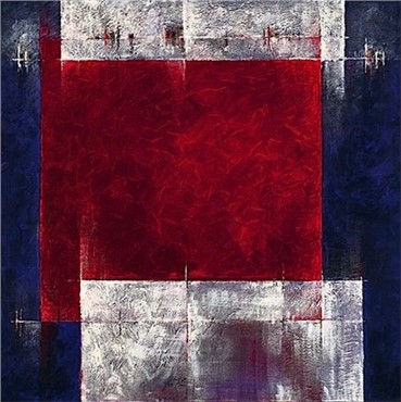 Painting, Yaghoub Emdadian, Composition Bleue Et Rouge, 2007, 4850